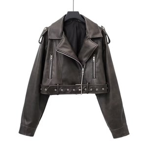 Women's Genuine <b>Leather</b> <b>Long</b> Sleeve Zipper Lapel Winter Regular Coat Eco-Friendly Breathable Fur Lined Street Motorcycle <b>Jacket</b> - Product Image 2