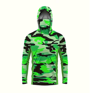 Men's Camouflage Long Sleeve Fishing Shirt With Hood UV Protection Upf 50 Breathable Quick Dry Pullover <b>Top</b> Quality - Product Image 5