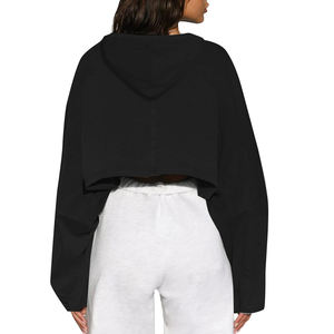 Sudadera Corta con Capucha para Mujer, Diseño Sólido, Sudadera con Logotipo Estampado en la Parte Delantera, Última Moda Personalizada - Product Image 2