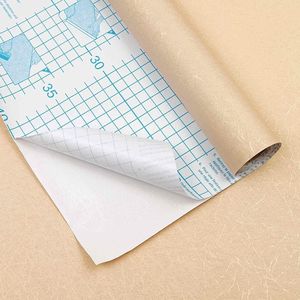 Papel Tapiz Autoadhesivo Color Beige Dorado, 15.7'' x 118'', Textura de Seda en Relieve, para Gabinetes y Muebles, Removible, Elegante - Product Image 2