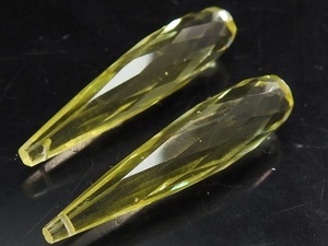 Perle intercalaire en verre cristal jaune citron, facettée, allongée, en forme de goutte, 35 mm de long, certifiée par un tiers, fournitures pour grossistes - Product Image 1