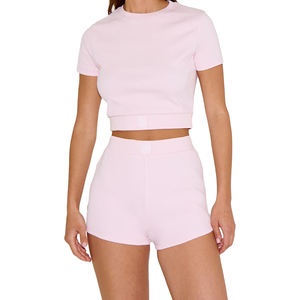 Conjuntos de Camiseta y Pantalones Cortos para Mujer, Venta al Por Mayor, Estilo Holgado, Manga Corta, Verano, Marca de Moda, Casual, Dos Piezas - Product Image 1