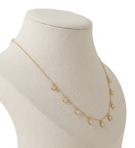 Collier de mariage en diamant rond naturel cultivé en laboratoire, collier ras du cou en or massif 14K 18K, collier minimaliste délicat avec pendentif diamant - Product Image 4