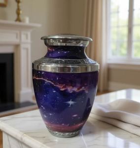 Urna Funeraria para Adultos, Estilo Art Deco, Hecha a Mano, de Aluminio con Esmalte Agrietado, 3.4L, Lavable, con Impresión, para Venta al Por Mayor - Product Image 2