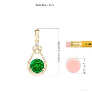 14K <b>Solid</b> <b>Gold</b> Natural Emerald Knotted Heart <b>Pendant</b> With Diamond Fine Jewellery Neo Heritage Anniversary Gift For Her 2026 - Product Image 3