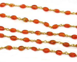Cadena de Rosario de Cornalina Natural Hidrochapada de 5MM 6MM, Cadena de Piedras Preciosas Chapada en Oro, Venta al por Mayor, Cadena para Fabricación de Joyas y Manualidades - Product Image 6