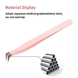 Pince à épiler professionnelle pour extensions de cils, motif antidérapant, en acier inoxydable, pointe en fibre, pour volume, marque privée, logo personnalisé - Product Image 5