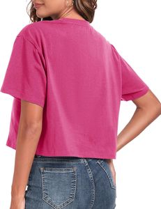 Camiseta Corta de Moda para Mujer, Personalizada con Estampado, Manga Corta, Estilo Baby Tee, Ajustada, de Algodón Suave, Informal de Verano, Top Corto, Proveedor OEM ODM - Product Image 3