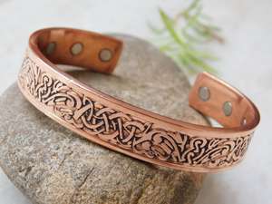 Bracelet manchette en cuivre martelé vintage, unisexe, ajustable, fait main, plaqué cuivre antique, bijoux pour hommes et femmes Samrat - Product Image 3