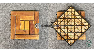 Dalles de terrasse en bois d'acacia contemporaines, antidérapantes, à emboîtement - Product Image 3