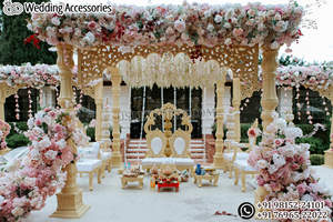 Mandap DE BODA indio de oro real, decoración tradicional dorada tallada de Frp, estilo indio, configuración de Mandap DE BODA dorada - Product Image 5