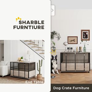 Cuccia per Cani Decorativa da Interno 46''L, Gabbia Rettangolare con Doppia Porta per Cani di Piccola e Grande Taglia, Capacità 88 lb, Misura XL - Product Image 5