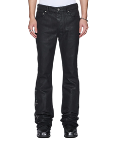 New Trendy Hot Sale Mens <b>Bell</b> Bottom Waxed Denim Jeans Breathable Lightweight Solid - Product Image 2