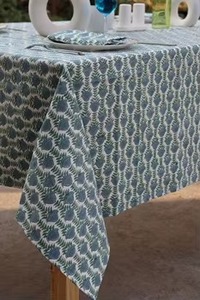 Vintage Cotton Block Print <b>Table</b> Cloth Boho Farmhouse <b>Decor</b> <b>Wedding</b> <b>Table</b> <b>Top</b> Cover for Kitchen Dining <b>Wedding</b> Tablecloth - Product Image 3