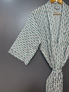 Bata Kimono de Algodón Suave con Estampado de Dibujos Animados para Mujer, Camisón de Verano Hecho a Mano ODM con Cuello en V, Cintura Elástica y Largo hasta la Rodilla - Product Image 3