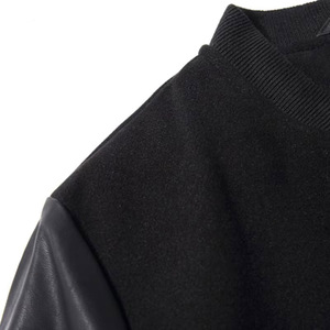 Veste universitaire en laine noire de qualité supérieure avec manches en similicuir noir, doublure matelassée, vêtements d'extérieur personnalisés OEM - Product Image 3