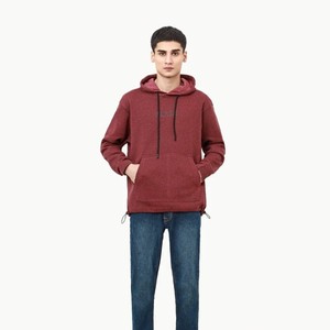 Sudadera con Capucha Color Granate para Hombre, 100% Algodón, Corte Regular, Color Sólido Informal, con Bolsillo, Tejido de Punto, para Otoño - Product Image 1
