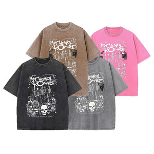 Men's Punk Emo Rock Acid Wash 100% Cotton Oversized <b>Gothic</b> <b>T</b>-<b>Shirt</b> Regular Sleeve Unisex Trend - Product Image 4
