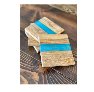 <b>Top</b> Selling Handmade Mango Wood Epoxy <b>Resin</b> Art & Collectible Coasters with Holder Set by FAIZA CRAFT - Product Image 6