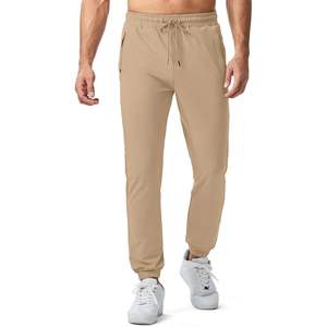2025 hommes Gym Joggers fermeture éclair poches entraînement athlétique pantalons de survêtement cordon Stretch taille élastique 3XL kaki pour la gymnastique - Product Image 5