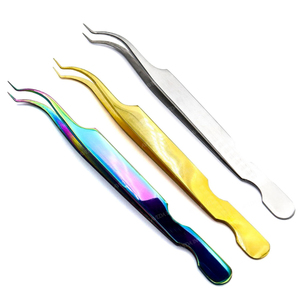 Volume Eyelash Extension Tweezer Collection With Box Custom Logo Diamond Grip Stainless Steel Wholesale Rainbow Drip Tweezer - Product Image 3