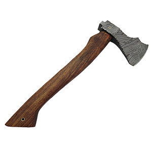 Artisan Forged Damascus Steel Hatchet Rosewood <b>Handle</b> With Leather Sheath Custom <b>Axe</b> Outdoor <b>Axe</b> - Product Image 3