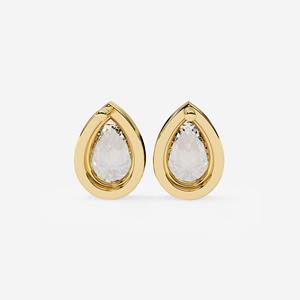 Pendientes de Oro de 14K con Diamante Cultivado en Laboratorio de 1ct en Forma de Pera, Engastados en Bisel, Minimalistas, Certificados por IGI, Joyería Fina para Aniversario - Product Image 3