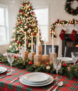 Colección de Portavelas Cuadrados de Madera Maciza Premium, Rompecabezas Modular Decorativo para el Hogar, Uso en Pascua y Navidad, Hecho a Mano, Universal - Product Image 2