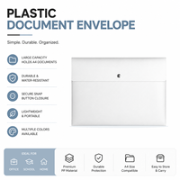 Pochette à documents en PP dépoli avec logo personnalisé, pochette de classement en PP, sac à documents en plastique dépoli avec bouton-pression, dossier professionnel durable
