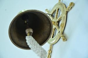 Antique Home Decor Brass Vintage Hanging <b>Door</b> Bell with Ship Wheel Nautical Wall Decor Handcrafted Maritime Entrance Bell - Product Image 3