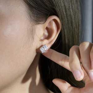 Moissanite 3CT Radiant Cut Diamond <b>Stud</b> Earrings With 925 <b>Silver</b> Fine Romantic Jewelry for Women's Engagement Gift - Product Image 2