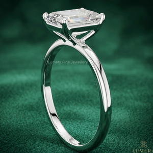 Anillo de Compromiso de Diamante Cultivado en Laboratorio con Corte Esmeralda, Certificado IGI, Personalizado en Oro de 9K, 10K, 14K, 18K, Chapado en Rodio, Solitario para Boda - Product Image 4