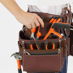 Ceinture à outils en cuir de qualité supérieure avec plusieurs poches organisatrices, support sécurisé pour marteau, coutures durables, réglable, à prix abordable - Product Image 3