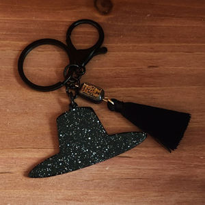 [Goyu] Porte-clés sculpté en forme de chapeau traditionnel coréen fait main, porte-bonheur en résine noire, breloque de sac avec pompon, souvenir de la culture coréenne, cadeau - Product Image 2