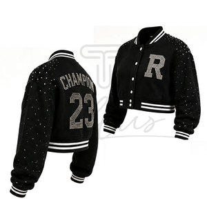 Wholesale Custom TELLUS APPAREL Women's Breathable Wool Varsity <b>Jackets</b> Solid Baseball <b>Jackets</b> Autumn Winter Wear OEM - Product Image 5