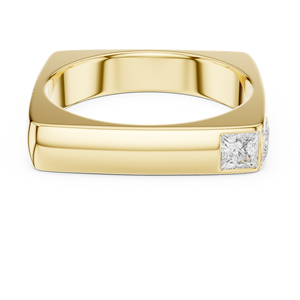 Bague de luxe en or jaune 18 carats avec diamant de laboratoire, profil carré, sertissage minimal, élégance solitaire, bande de diamants signature - Product Image 4