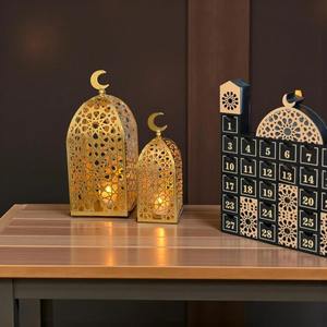 Ensemble de lanternes décoratives islamiques en fer forgé, faites à la main, en forme de croissant de lune noir, imperméables, portables et naturelles, pour le Ramadan et l'Aïd Moubarak - Product Image 3