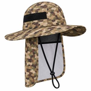 Sombrero de Pesca con Logotipo Personalizado, Protección Solar, Tipo Boonie, con Solapa para el Cuello, Cordón Ajustable, Patrón de Camuflaje, Gorra para Exteriores - Product Image 3