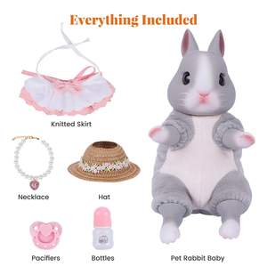 Muñeca de Conejito de Vinilo Suave de 8 Pulgadas Babeside, Juguete de Conejito Hecho a Mano con Vestido Bonito, Muñeca de Compañía para Niños, Regalo - Product Image 6