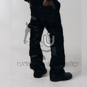 Double Knee Cowhide Pants Black - Product Image 4