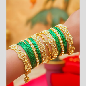 Sparkling Crystal Stone Fancy <b>Bangles</b> <b>Set</b> 10575633GR_2.4 for Wedding & Festive Wear Fashion Jewelry <b>Sets</b> - Product Image 3