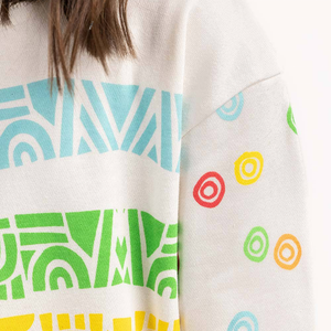 Sudadera extragrande pesada personalizada de algodón para niños pequeños, forro polar con diseño de bordado de flores, patrón sólido tejido - Product Image 5