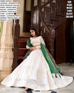 Bandhani Meher <b>Red</b> Embroidered Georgette Lehenga Choli Women Traditional Floor-Length Regular Fit Quick Dry Sun Protection - Product Image 4