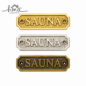 Vintage Brass Sauna Door Sign Plate Antique Style <b>Engraved</b> Sauna Room <b>Plaque</b> Decorative Wall Door Name Sign Hardware - Product Image 1