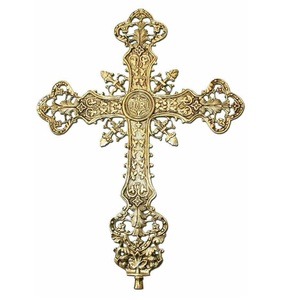 Boîte à croix en laiton artisanale avec motif religieux vintage pour l'affichage décoratif, la rangement de bijoux et la organisation de chapelets - Product Image 1
