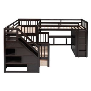 Espresso Twin-Twin Over Full Litera en forma de L con escritorio portátil Armario 3 cajones Juego de muebles para niños (OLD SKU LT000542AAP) - Product Image 6