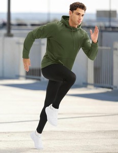 Sweat-shirt à capuche vert olive pour homme, manches raglan, coupe classique, vêtement décontracté d'automne, tissu tricoté respirant - Product Image 3