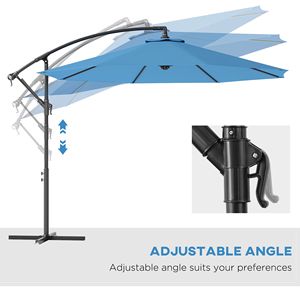 Ombrellone a braccio laterale blu da 3 m con materiale resistente ai raggi UV e all'acqua e base a croce (peso non incluso) - Product Image 5