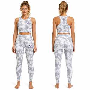 Gray White <b>Tie</b> <b>Dye</b> Yoga <b>Set</b> Sleeveless Sports Bra High Waist Leggings Women Fitness Workout Activewear Custom Logo - Product Image 2