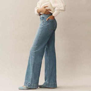 Pantalon large pour femme OEM 2026 personnalisé, respirant, taille mi-haute, style décontracté streetwear, jean pour femme - Product Image 3